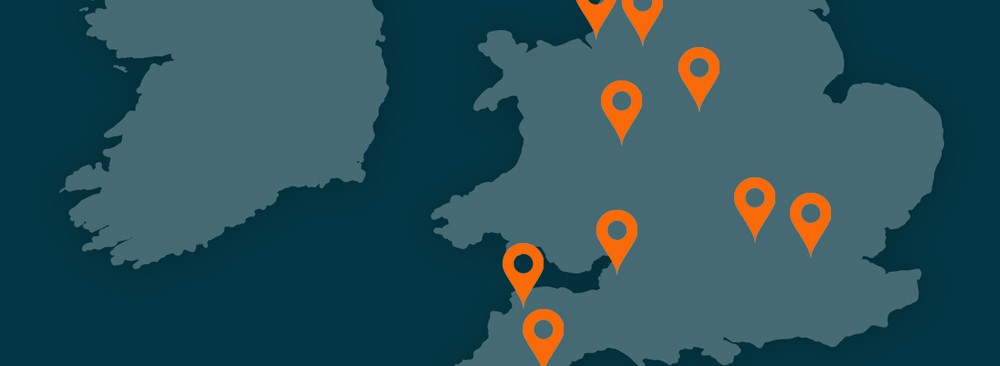 map of clients throughout the UK